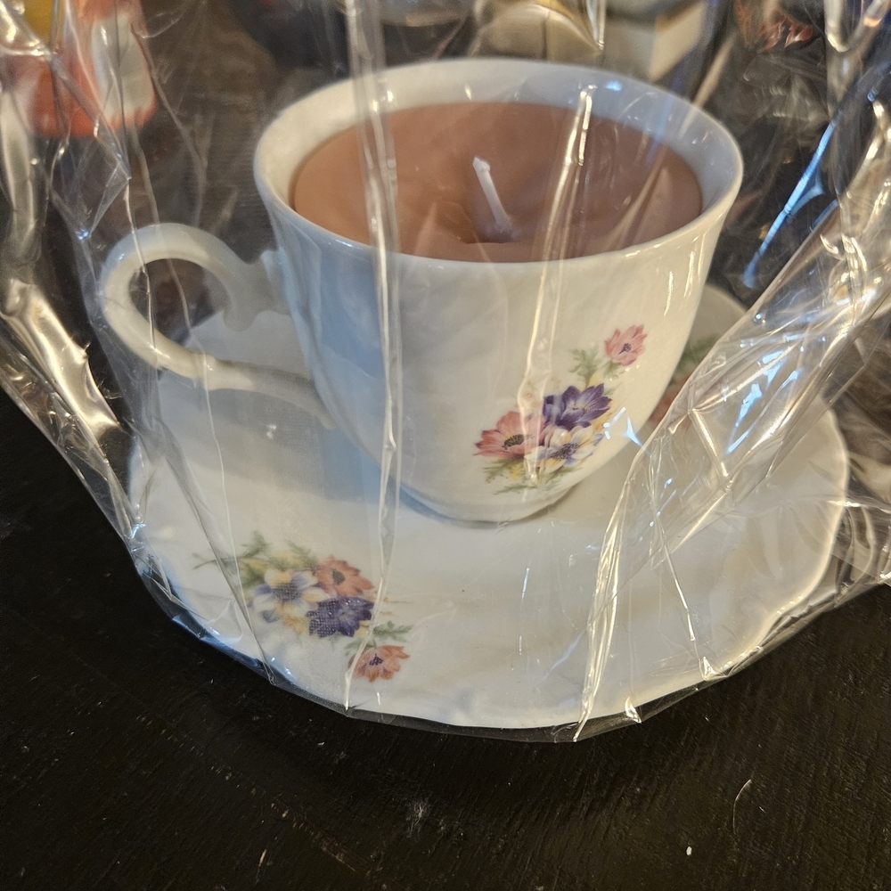 Floral Teacup Candle with Saucer